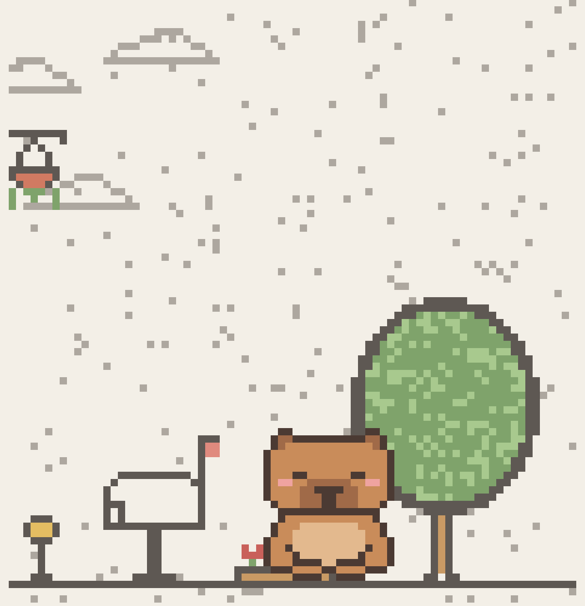下雪天，小伙伴在门外
